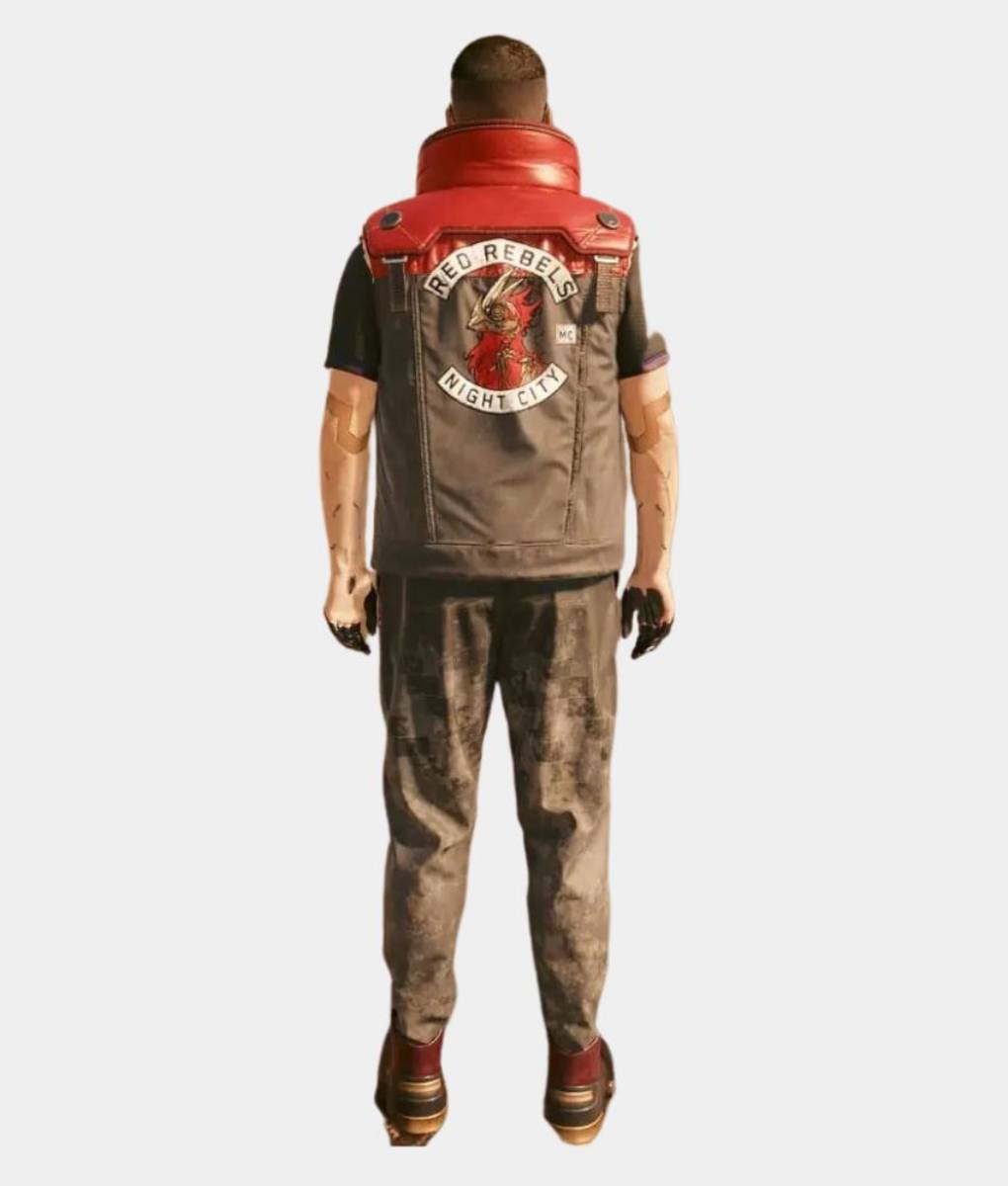 Cyberpunk 2077: Phantom Liberty Rarog (Night City) Vest | Red Rebels Stand Up Leather Collar Vest – 1