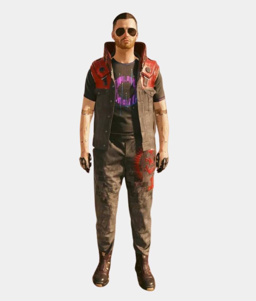 Cyberpunk 2077: Phantom Liberty Rarog (Night City) Vest | Red Rebels Stand Up Leather Collar Vest – Front View – 1