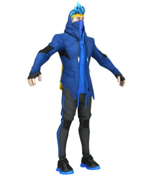 Fortnite Ninja Blue Leather Jacket-5