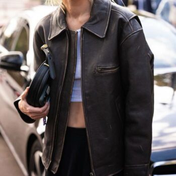 Gigi Hadid Brown Leather Jacket-3