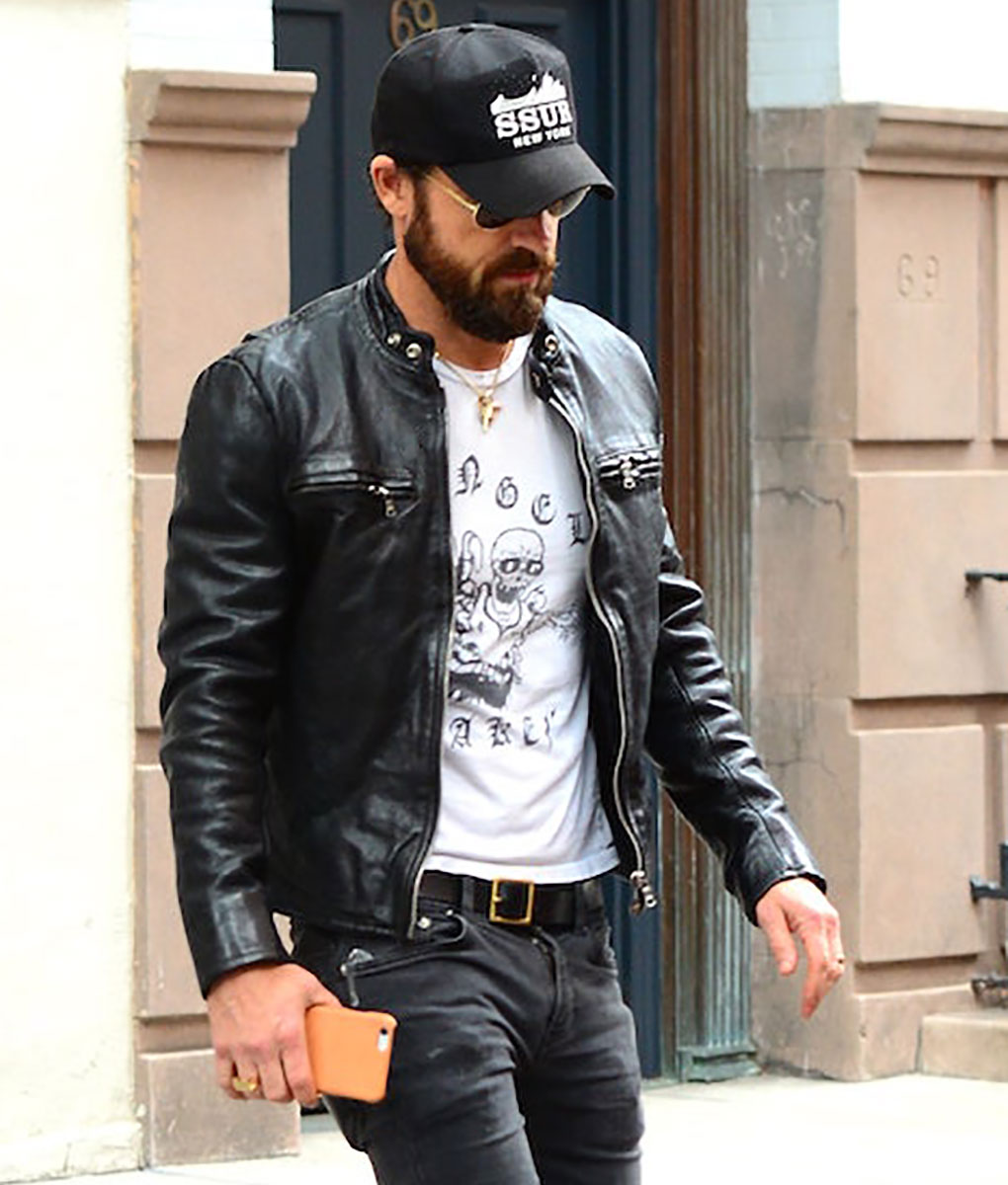 Justin Theroux Black Leather Jacket (1)