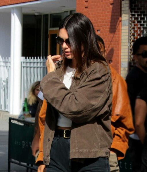 Kendall Jenner Brown Cotton Jacket-4