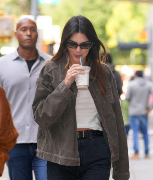 Kendall Jenner Brown Cotton Jacket-5