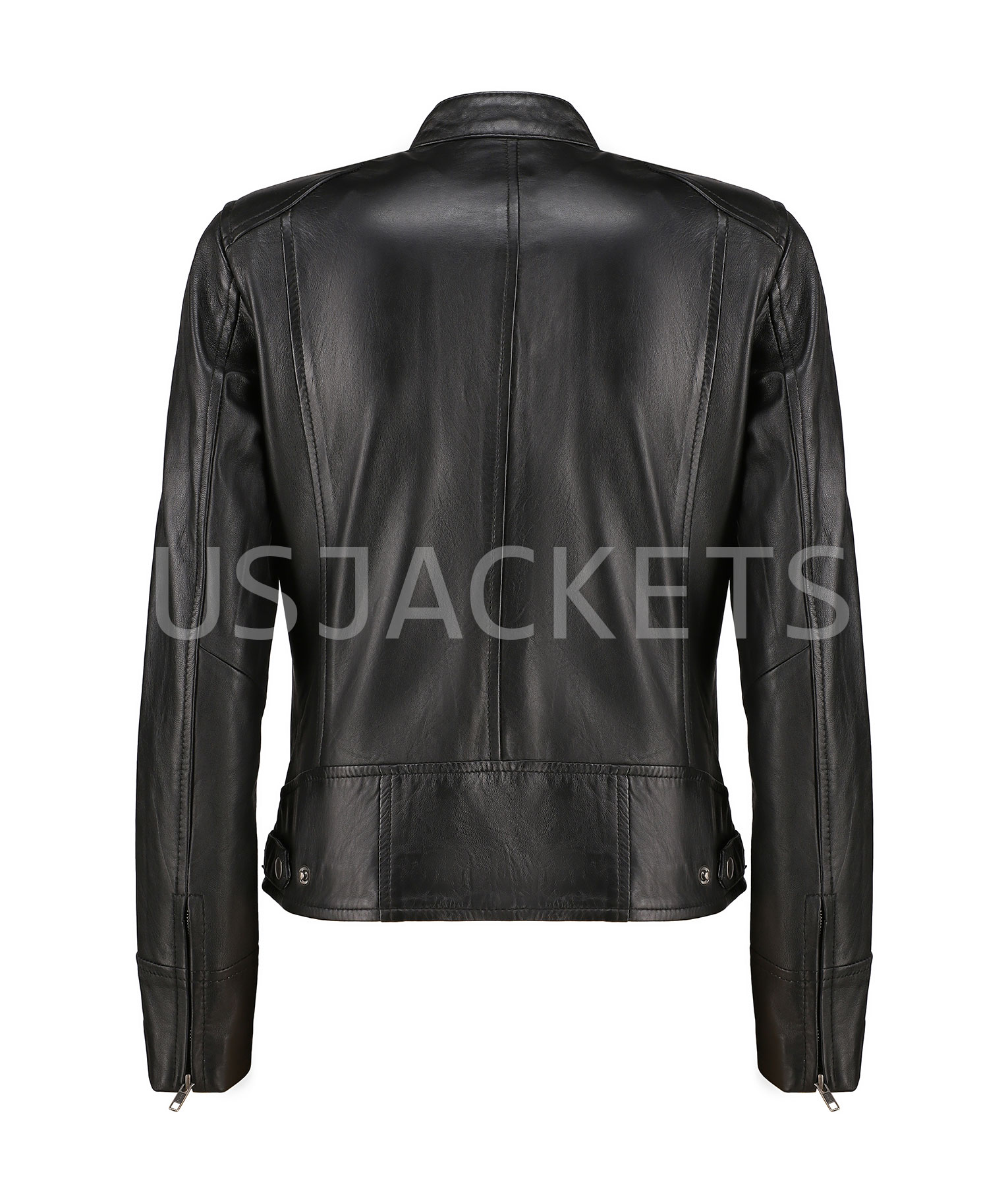 Ladies Cafe Racer Black Leather Jacket (3)