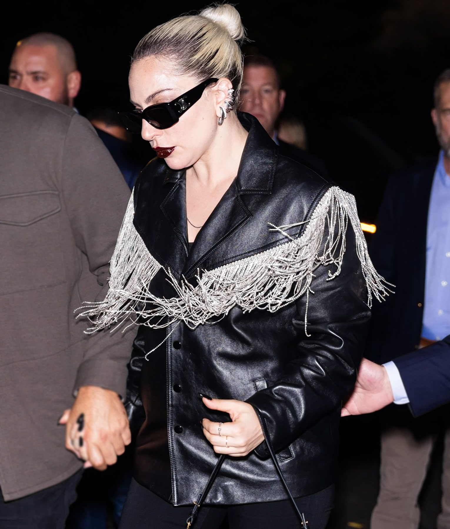 Lady Gaga Black Leather Fringe Jacket (2)