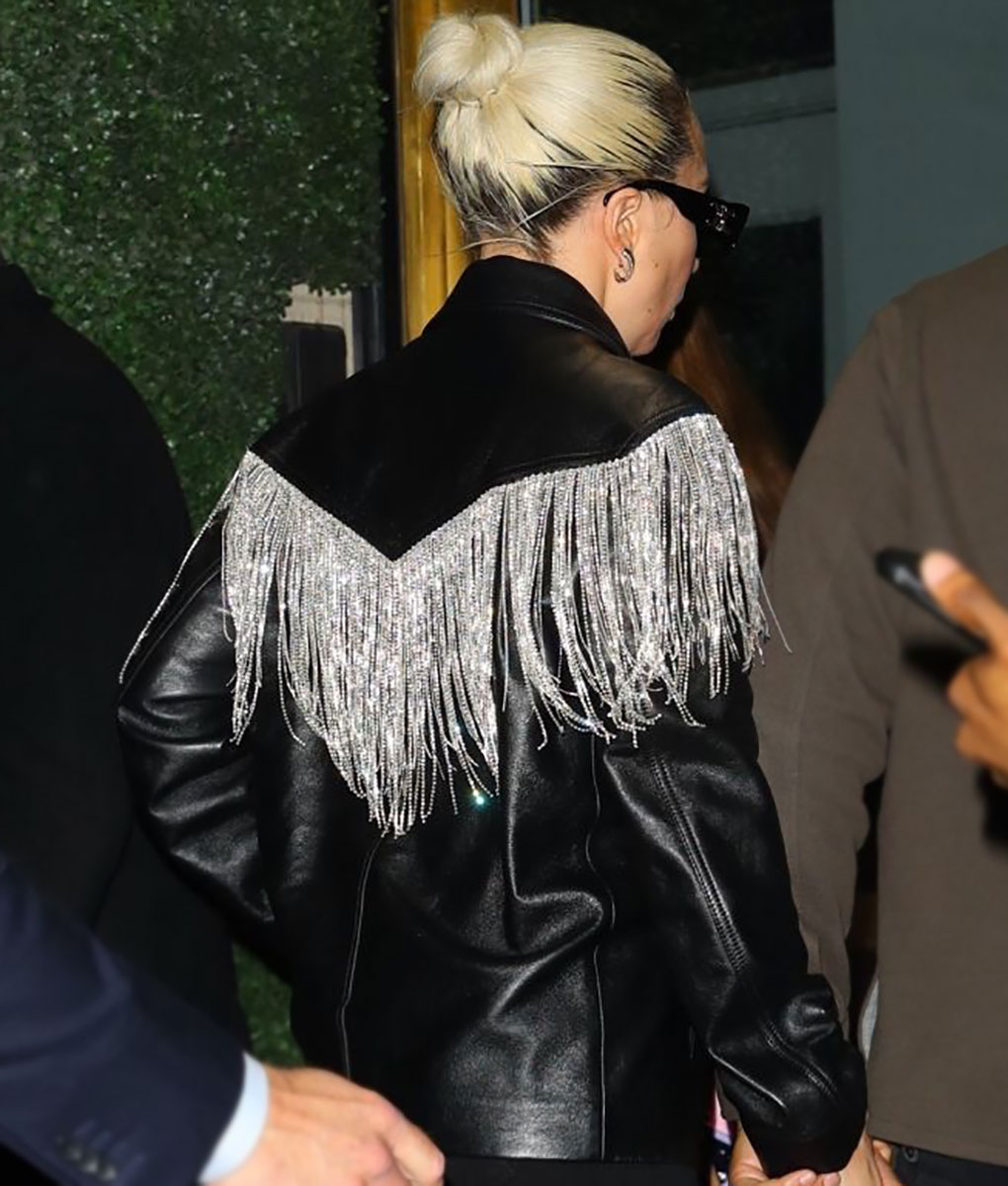Lady Gaga Black Leather Fringe Jacket (3)
