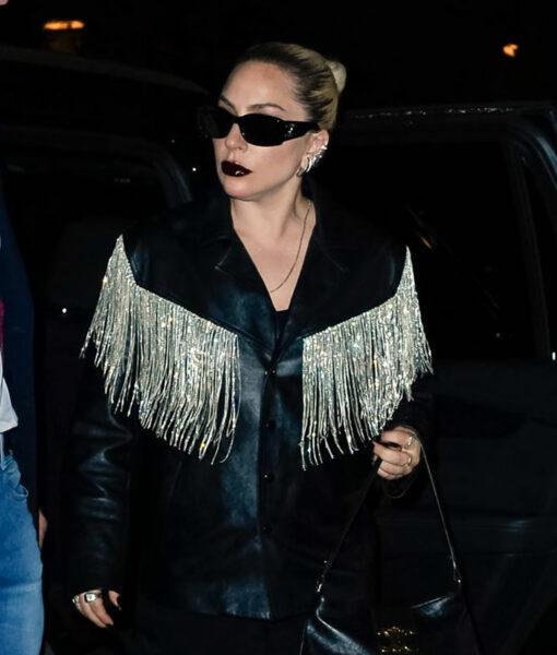 Lady Gaga Black Leather Jacket-1