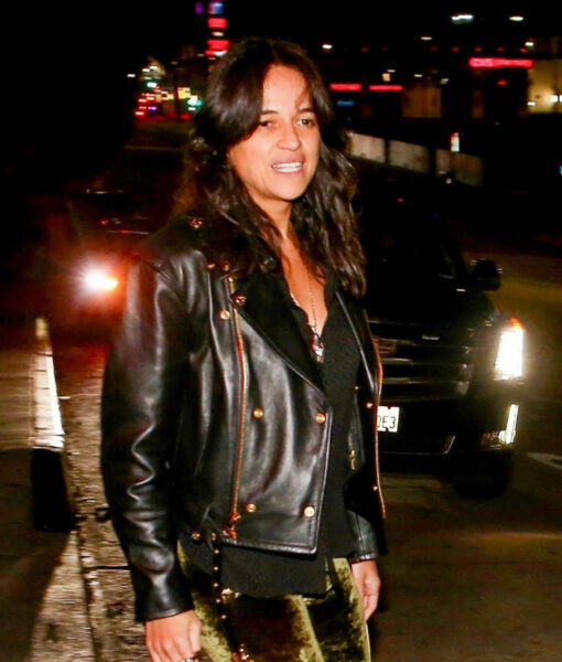 Michelle Rodriguez Crop Black Leather Biker Jacket