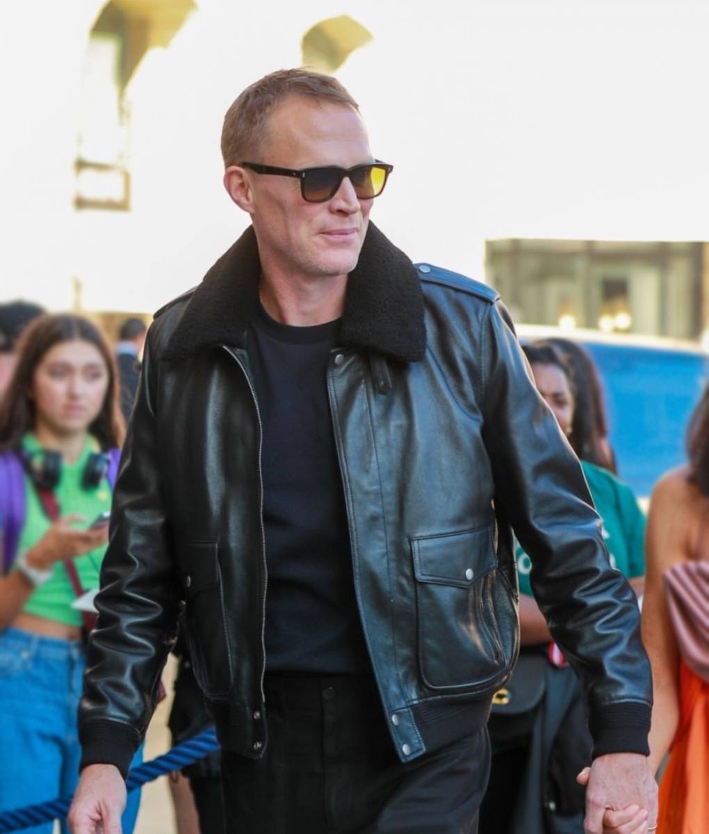 Paul Bettany Shearling Black Leather Jacket-2