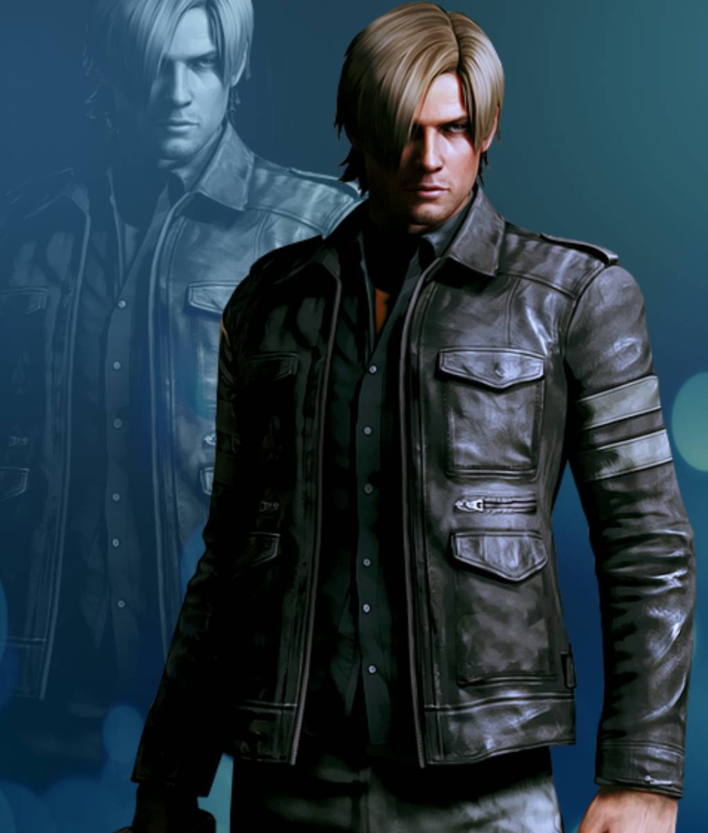 Leon Kennedy Resident Evil 6 Black Leather Jacket-3