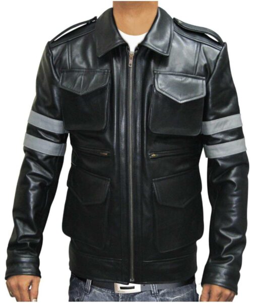Leon Kennedy Resident Evil 6 Black Leather Jacket-1