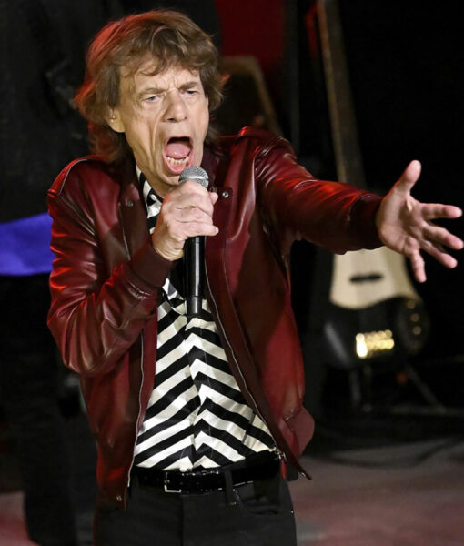 Mick Jagger Maroon Leather Jacket