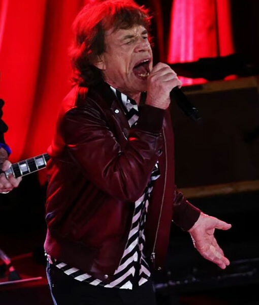 Rolling Stones Kick off Mick Jagger Maroon Leather Jacket