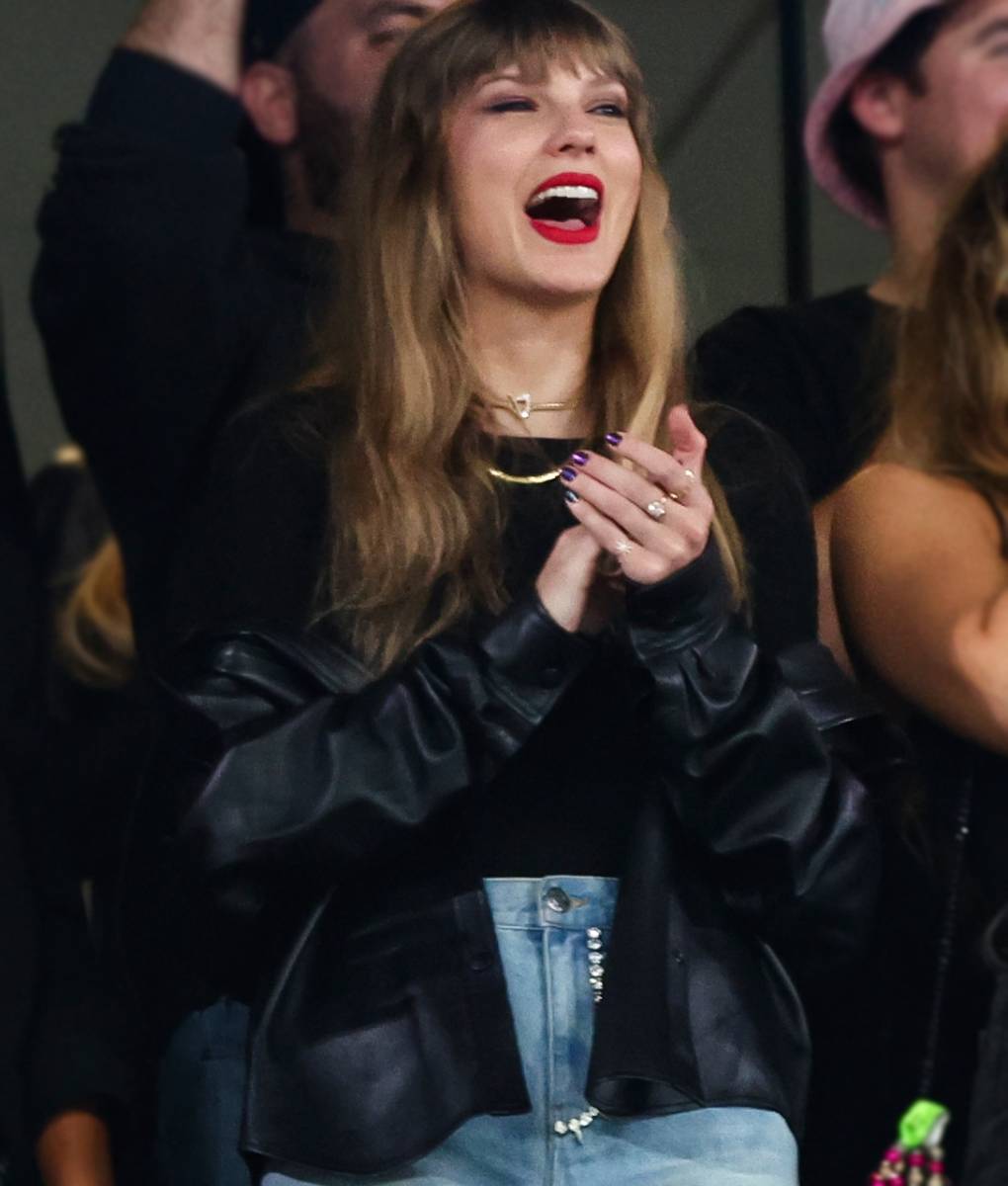 Second Week Cheering Kansas City Chiefs Taylor Swift Black Leather Jacket