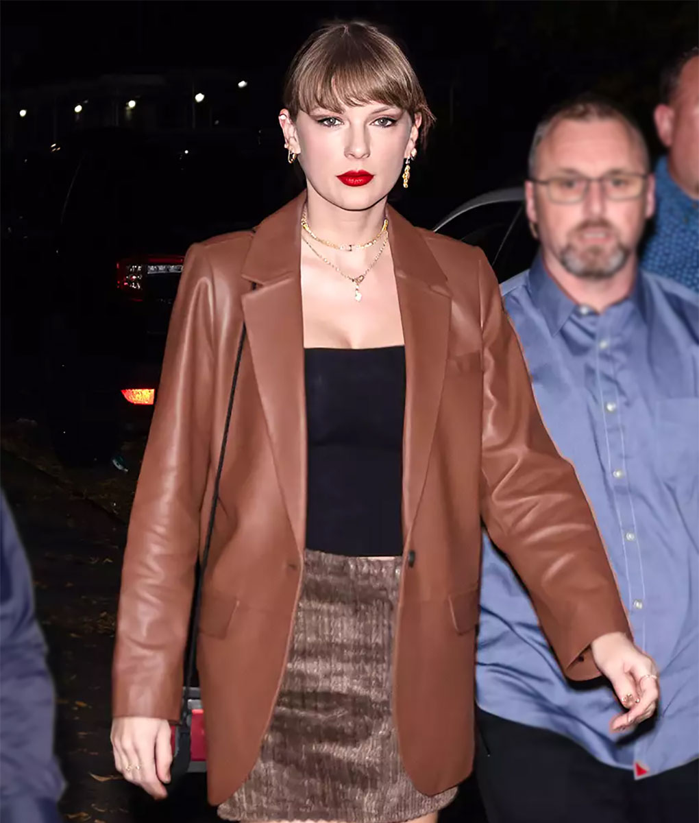 Taylor Swift Brown Leather Blazer (4)