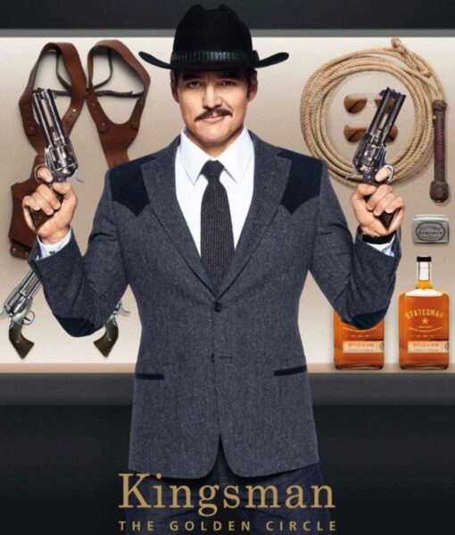 Agent Whiskey Kingsman The Golden Circle (Pedro Pascal) Grey Cowboy Blazer