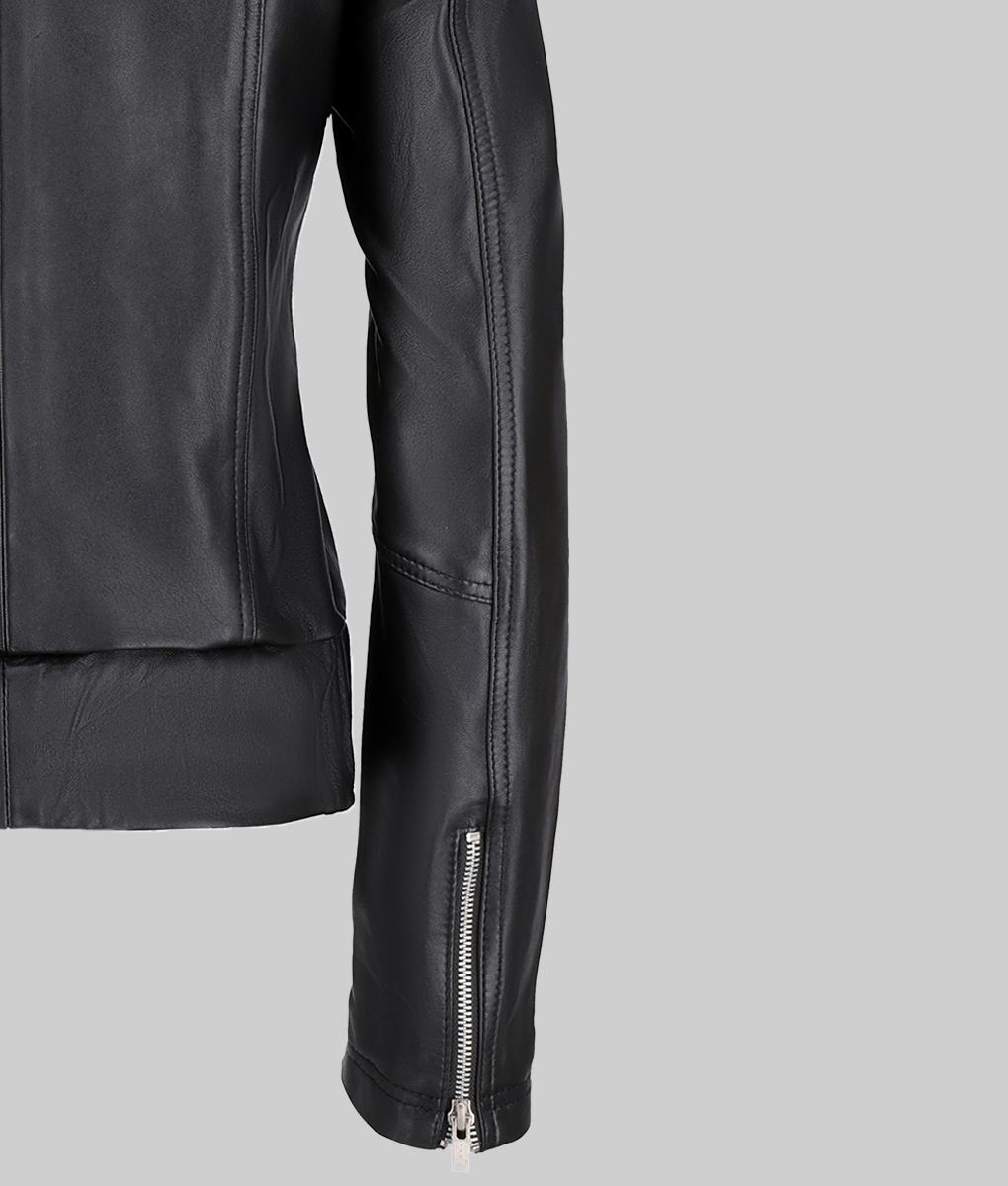 Women’s Black Ribbon Leather Jacket