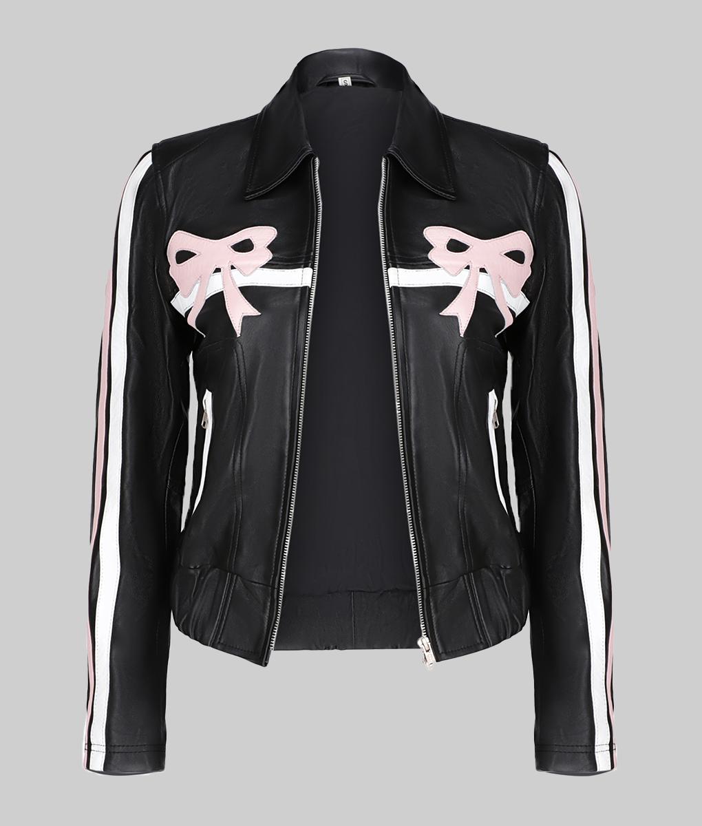 Women’s Black Ribbon Leather Jacket