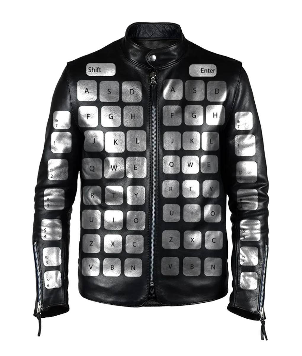 keyboard Black Leather Jacket-1