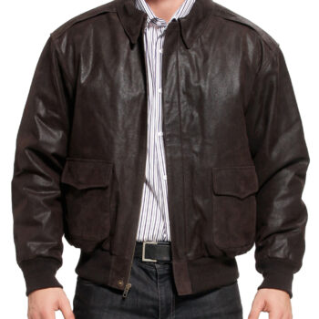 Mens Brown Leather Flight Jacket-1