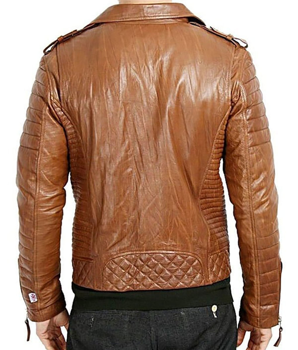Asymmetrical Brown Leather Jacket (2)