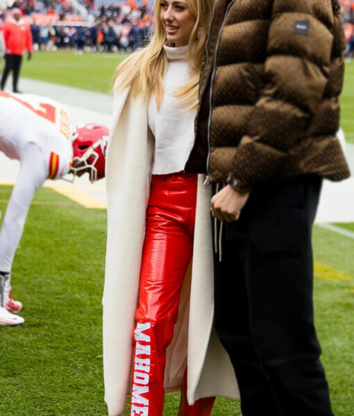 Brittany Mahomes Chiefs Game White Trench Coat-2