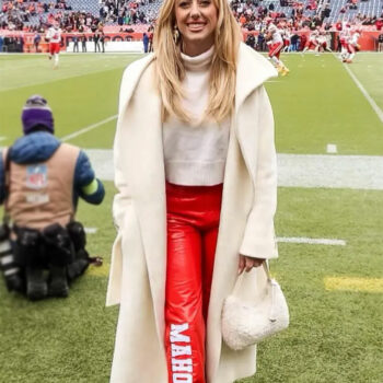 Brittany Mahomes Chiefs Game White Trench Coat-1