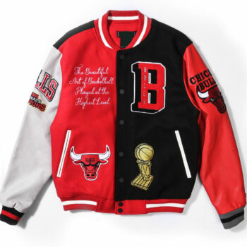 Chicago Bulls Red & Black Varsity Jacket-2