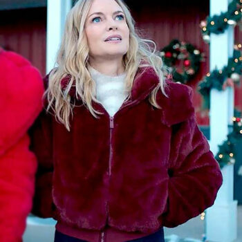 Heather Graham Best Christmas Ever (Charlotte Sanders) Maroon Fur Jacket