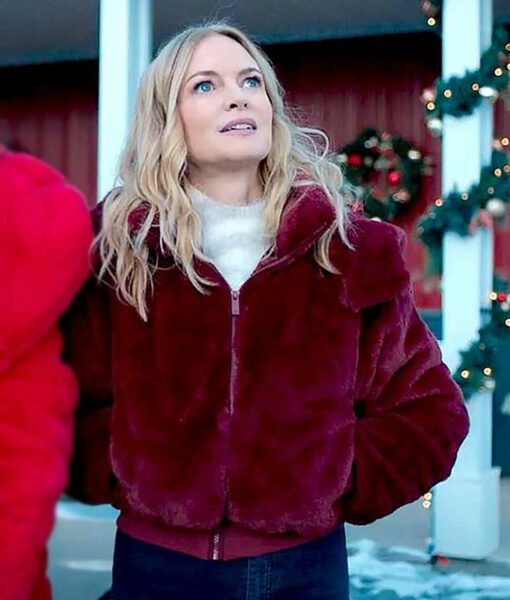Heather Graham Best Christmas Ever (Charlotte Sanders) Maroon Fur Jacket