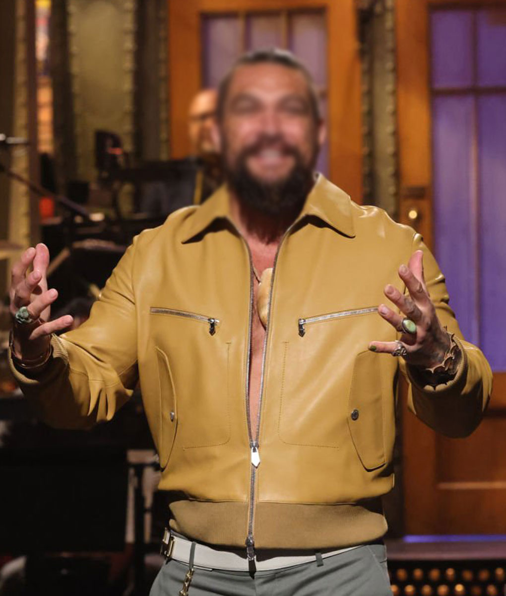 Jason Momoa SNL Mustard Leather Jacket