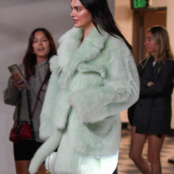 Kendall Jenner Mint Green Faux Fur Coat-3