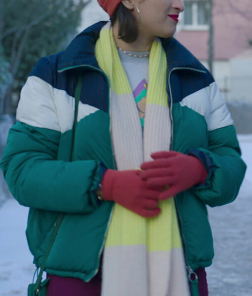 Lila Christmas Flow (Shirine Boutella) Green Puffer Jacket