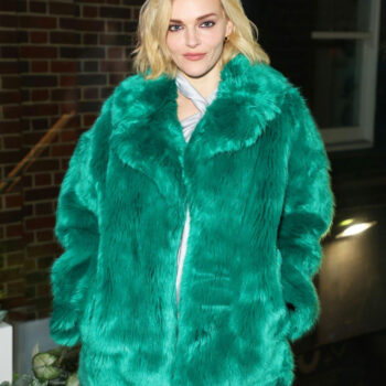 Madeline Brewer Green Faux Fur Coat