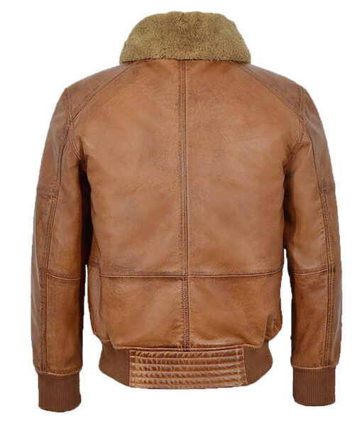 Mens Brown Leather Aviator Bomber jacket