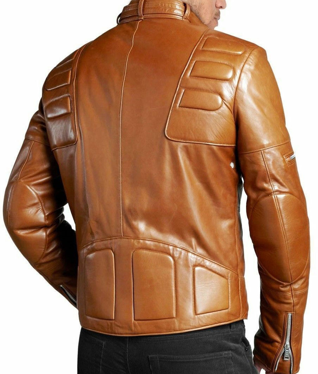 Mens Padded Style Brown Leather Jacket (2)