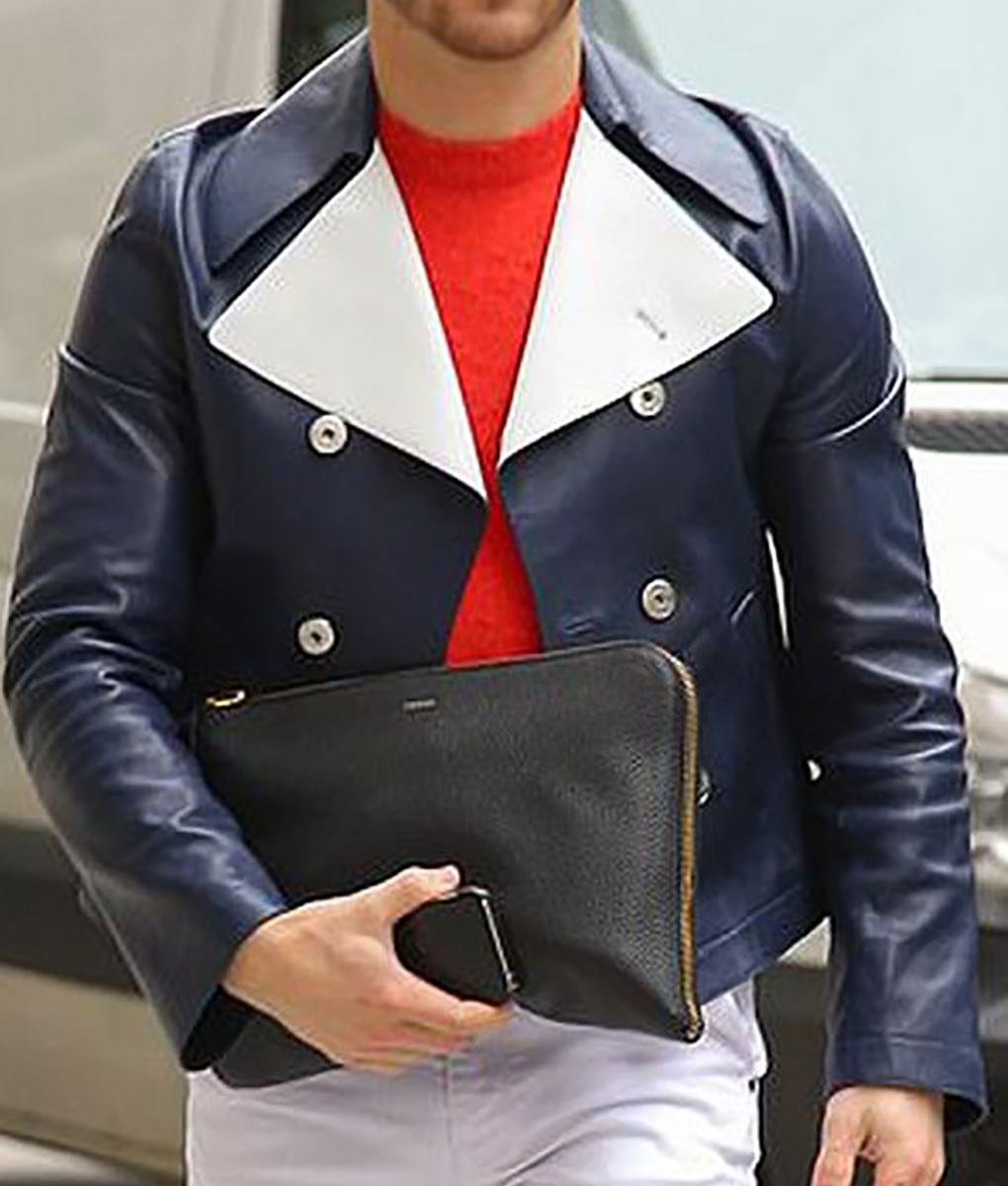 Nick jonas White Lapel Collar Blue Jacket