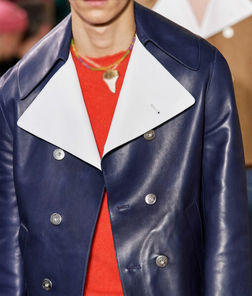 Nick jonas White Lapel Collar Leather Jacket