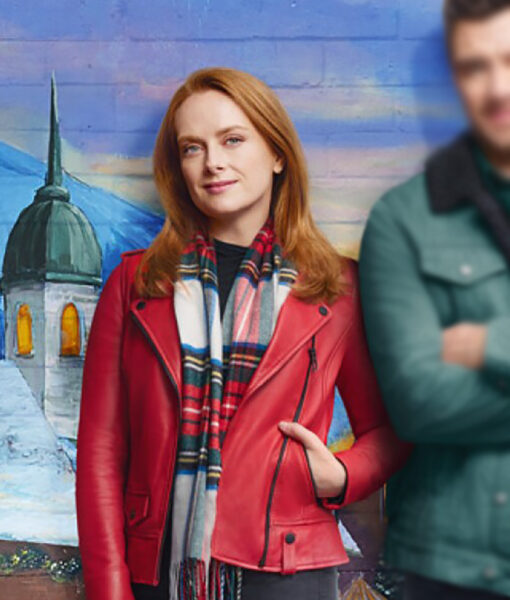 Olivia Our Christmas Mural (Alex Paxton-Beesley) Red Leather Jacket