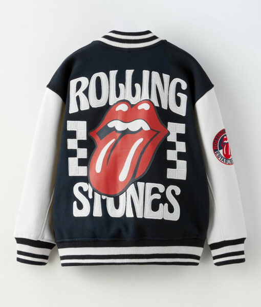 Rolling Stones Black and White Varsity Jacket-4