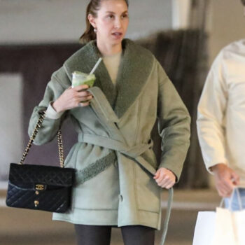 Whitney Port Green Leather Shearling Jacket