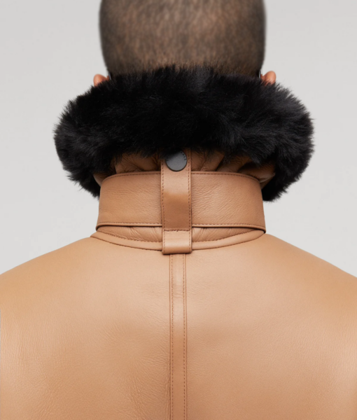 Women’s Aviator Brown Leather Fur Jacket-2