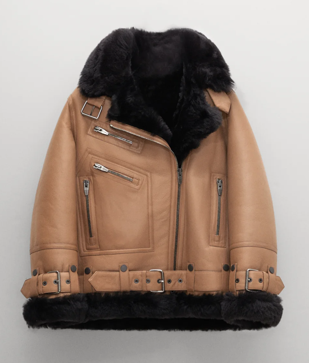 Women’s Aviator Fur Leather Jacket (7)