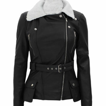 Womens Fur Collar Black Jacket