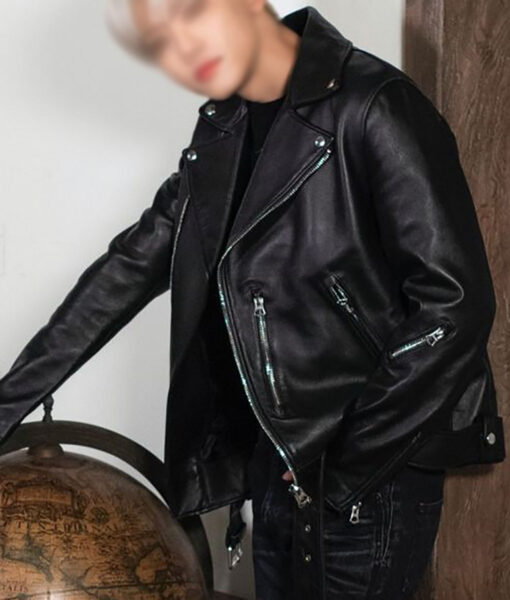 BTS Jimin Black Biker Jacket-5