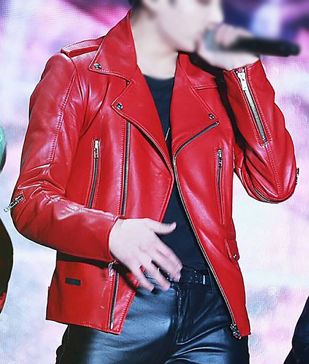 BTS Jungkook Red Leather Jacket (1)