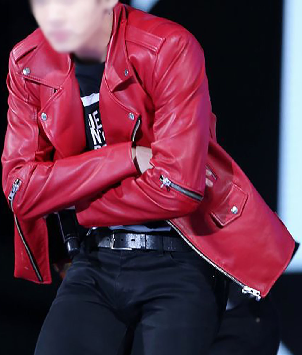 BTS Jungkook Red Leather Jacket (3)