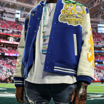 Damar Hamlin Super Bowl 57 Blue Varsity Jacket-2