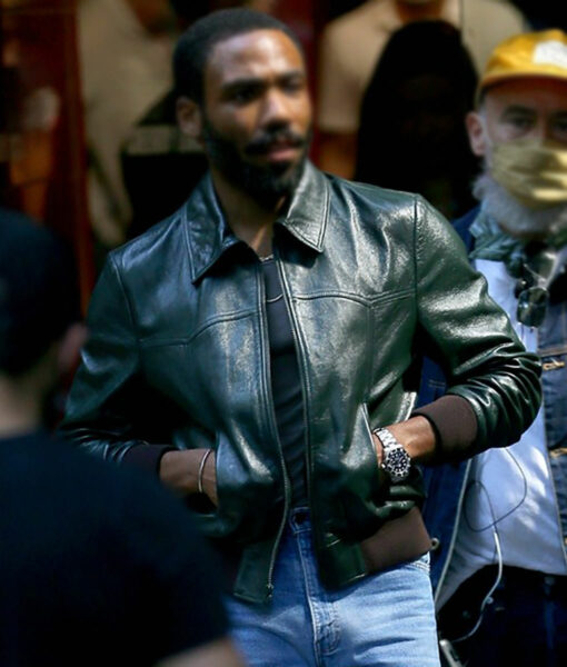 Muscles On Mrs Smith Donald Glover Green Leather Jacket