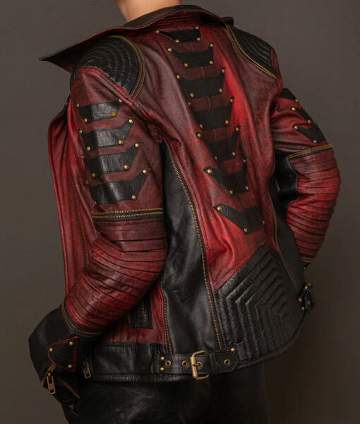Galea Red Leather Motorcycle Jacket-4